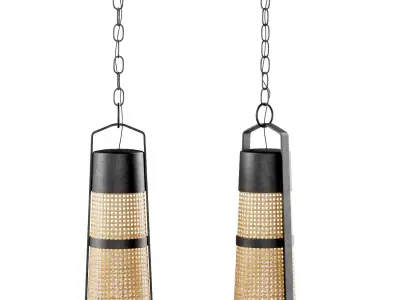 Hanging rattan lamp H400  3D model