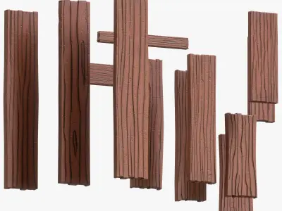 Stylized Wood Plank Low-poly 3D model