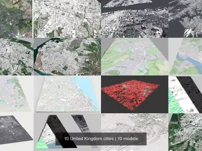 10 United Kingdom cities 3D Model Pack