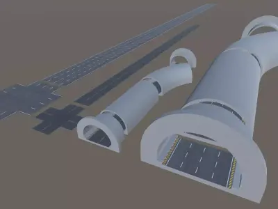 Modular Tunnel Low-poly 3D model