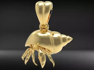 Happy Hermit Crab Pendant Necklace Charm Bracelet Jewelry  3D print model