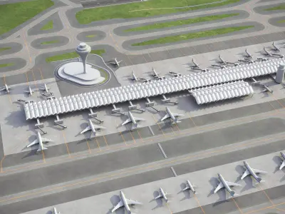 Madrid - Barajas Airport - MAD Low-poly 3D model