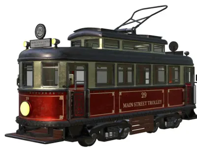 Old Tram Low-poly 3D model