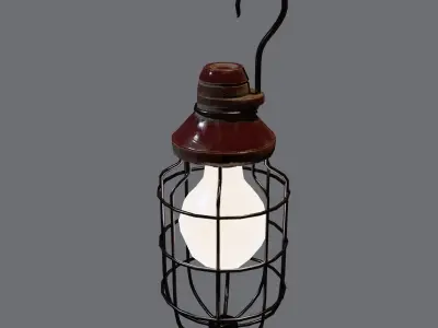 lantern model light bulb in cage Low-poly 3D model
