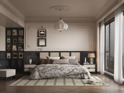 French Style Bedroom Low-poly 3D model