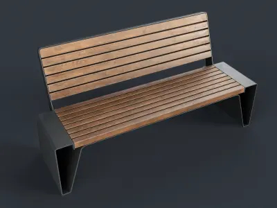 Modern Outdoor Bench 8 PBR Game Ready Low-poly 3D model
