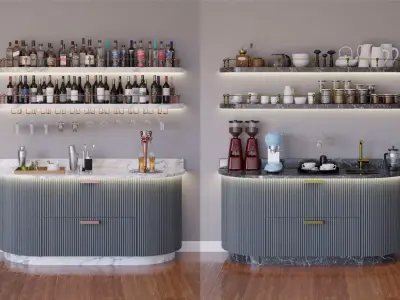 Home bar corner and coffee corner  3D model
