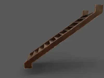 Pack 3 Old Wood Stairs Low-poly 3D model