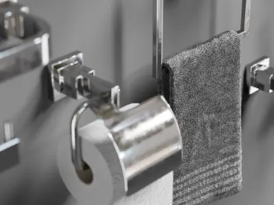  Stainless Steel Hardware Bathroom Low-poly 3D model