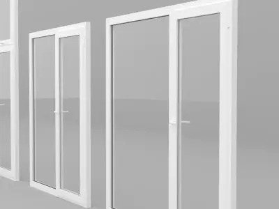 Detailed metal-plastic windows and doors 3D model