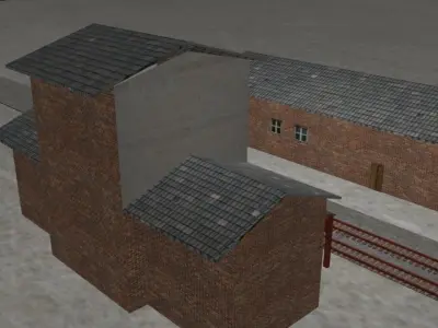 simple low poly train station Free low-poly 3D model