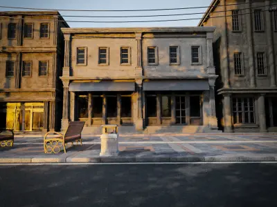 CITY STREET SCENE WITH ALL THE ASSET Low-poly 3D model