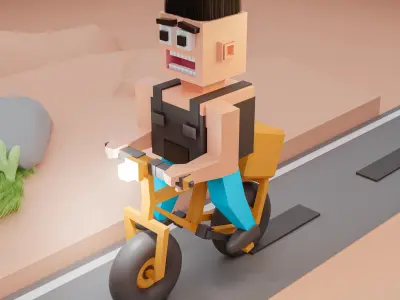 3D LOW POLY RIDE IN THE DESERT 3D model