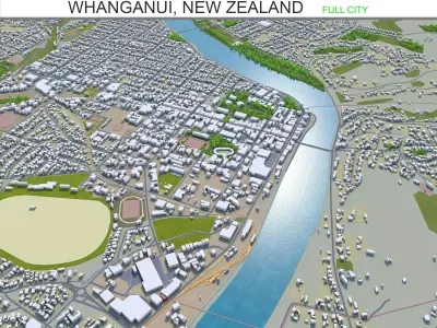 Whanganui New Zealand 20km Low-poly 3D model