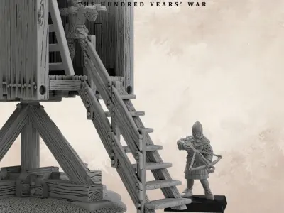 Medieval wooden windmill 3D print model