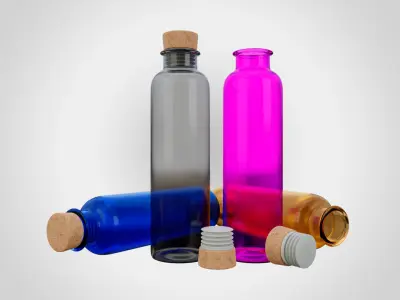 Water Bottle With Cork Low-poly 3D model