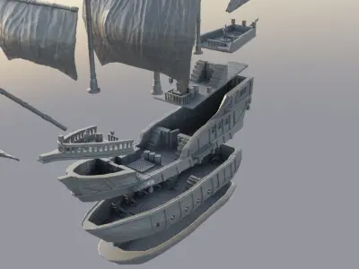 Merchant Ship Tabletop Terrain 28 mm 3D print model