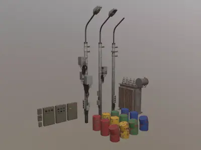 Set of low poly props Low-poly 3D model