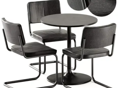 Casual Round 70 Table by Bene and Chair S 32 PV by Thonet 3D model