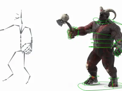  Demon Character with Hellish Hatchet Rigged 