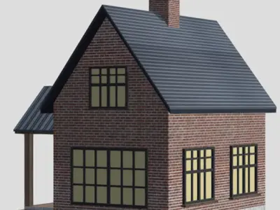 American Style Cottage - Town House Model Low-poly 3D model