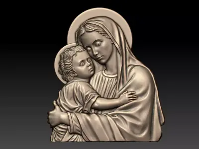Virgin Mary and Child 2 3D print model