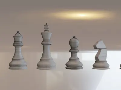 Chess Game Board and Pieces 3D model