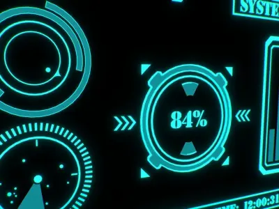 Sci-fi HUD Screen Animated Low-poly 3D model