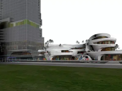 Futuristic Retail Complex With Organic Curved Forms 3D model