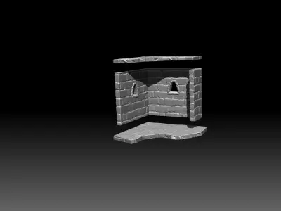 Dungeon walls and door 3D print model