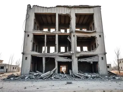 Destroyed Concrete Apartment 3D Model  War Zone Environment Low-poly 3D model