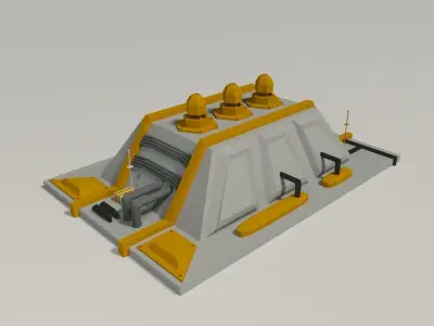 Futuristic Buildings Set Low-poly 3D model