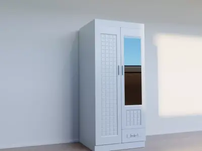 Modern White Wood Cabinet Low-poly 3D model
