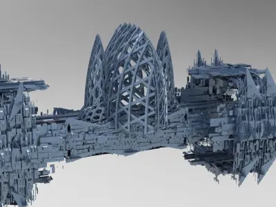 Cyberpunk Docking rig Crain Low-poly 3D model