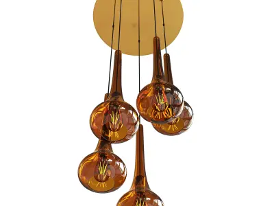 Golden Glass Ceiling Lamp 3D model