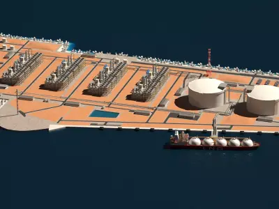 LNG Terminal Island and Ship 3D model