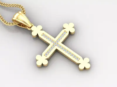 High Cross Pendant Light Gold 18K 4CP016 3D print model