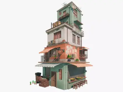 Semi-realistic Stylized House 05 Low-poly 3D model