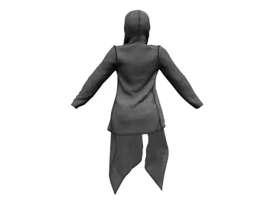 Ladies Asymmetric Cutout Layered Hoodie Low-poly 3D model