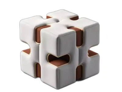 Modern Modular Cube Ottoman Low-poly 3D model