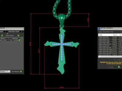 High Cross Pendant Light Gold 18K 3CP046 3D model