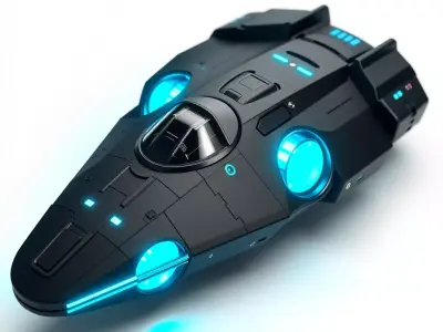 SciFi Futuristic Space Fighter Model Low-poly 3D model