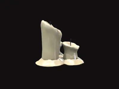 Medieval Candle Bundle Low-poly 3D model