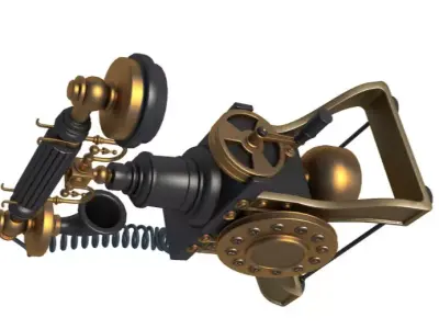 Vintage Corded Telephone 3D model