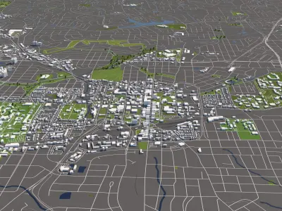 Greensboro NC 50x50km 3D City Map 3D model