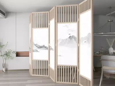 New painting ink Chinese screen 3D model