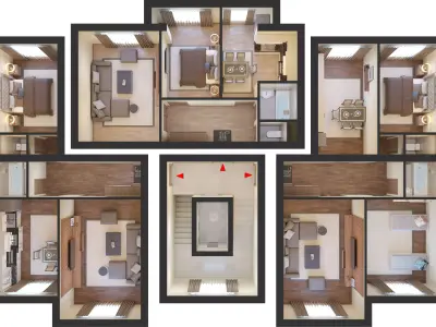 Interior from top view 3D model