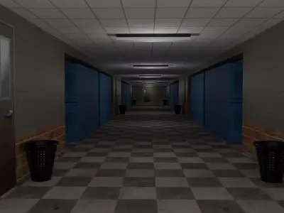 School Corridor Low-poly 3D model
