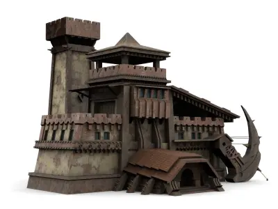 Fantastic Castle Low-poly 3D model