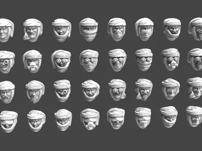 Imperial Soldier Heads with Desert Headgear 3D print model